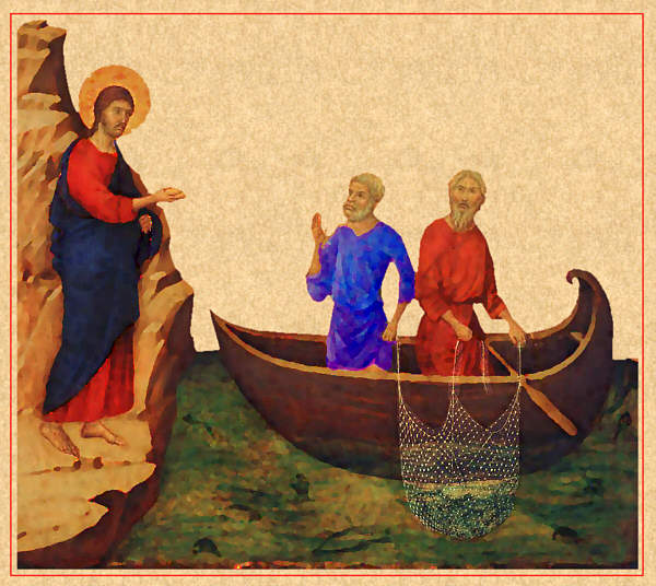 L'appel des disciples Pierre et André, by Duccio di Boninsegna (National Gallery of Art, Washington DC - Yorck Project)